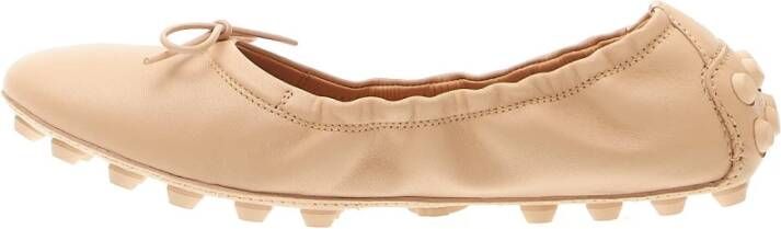 TOD'S Beige Leren Ballerina Bubble Beige Dames