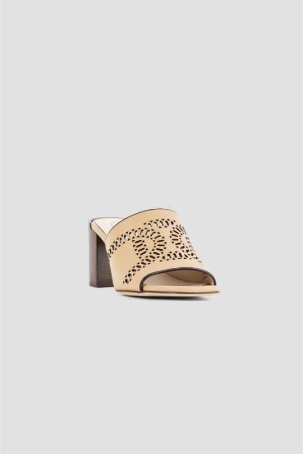 TOD'S Beige leren muiltjes met hakken Beige Dames