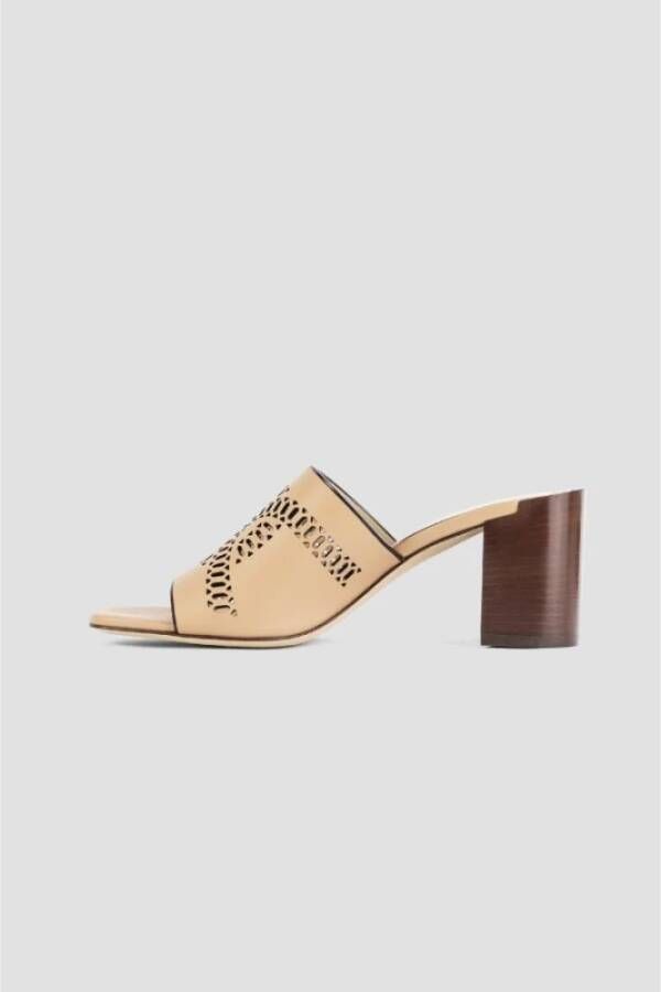 TOD'S Beige leren muiltjes met hakken Beige Dames