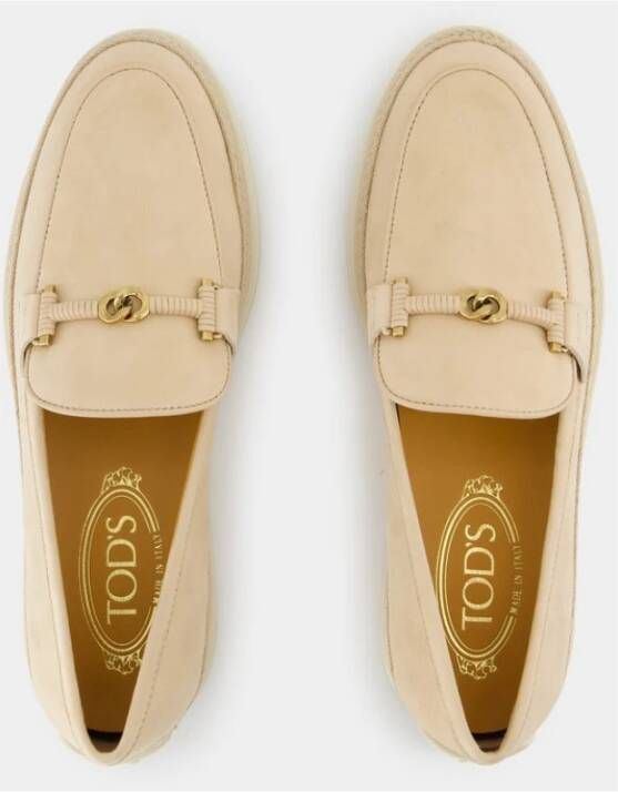 Tod's Beige Raffia Loafer Slip-On Ronde Neus