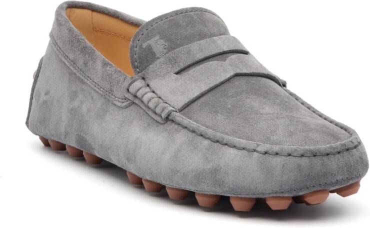 TOD'S Beige Suède Loafer met Gommino Zool Gray Heren