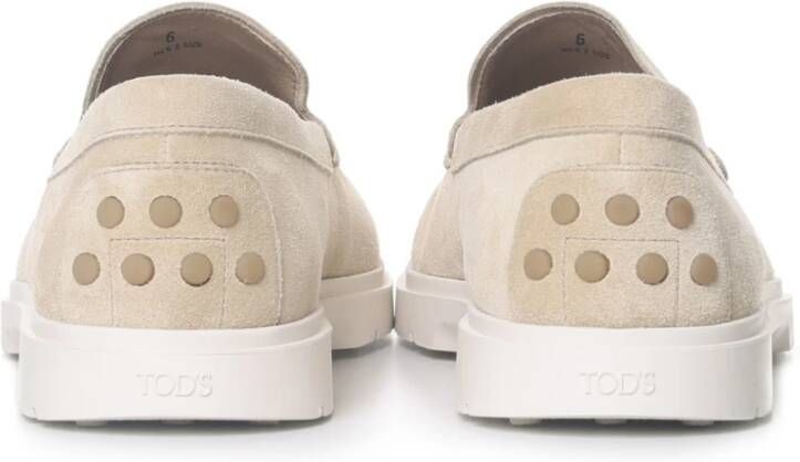 TOD'S Beige Suède Loafer met Rubberen Zool Beige Heren