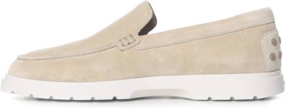 TOD'S Beige Suède Loafer met Rubberen Zool Beige Heren