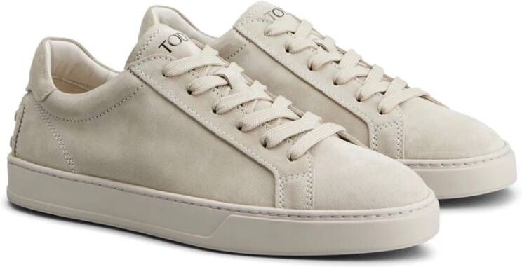 TOD'S Beige Suède Sneakers met Rubberen Zool Beige Heren