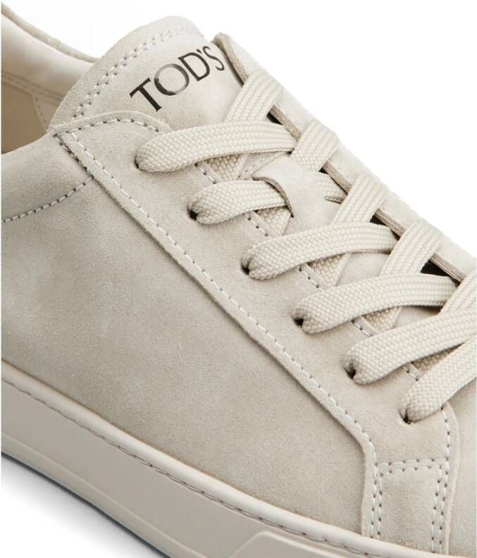 TOD'S Beige Suède Sneakers met Rubberen Zool Beige Heren