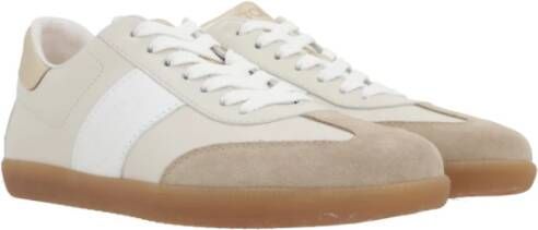 TOD'S Beige Suède Sneakers met Gouden Detail Beige Dames
