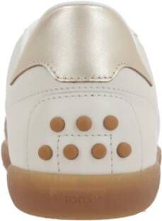 TOD'S Beige Suède Sneakers met Gouden Detail Beige Dames