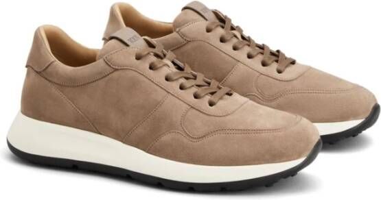 Tod's Beige Veterschoenen met Logo Patch