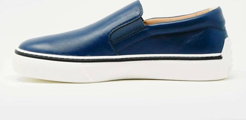 TOD'S Blauwe Leren Loafer Schoenen Blue Heren