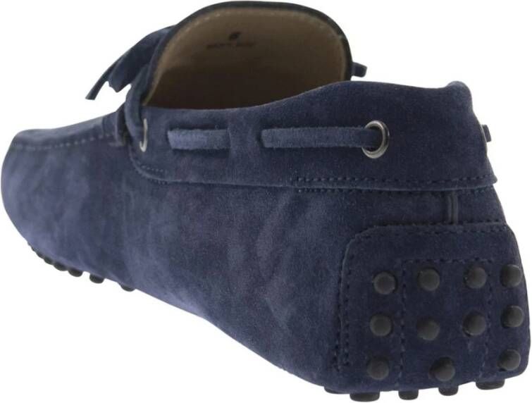 Tod's Blauwe Leren Loafers Elegante Strik Detail