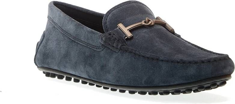 TOD'S Blauwe Suède City Gommino met Gesp Blue Heren