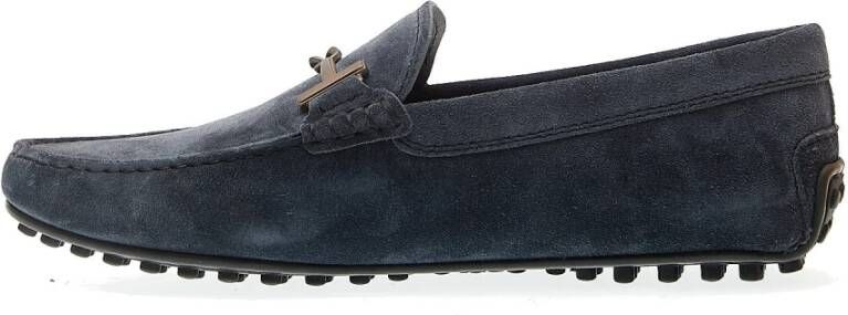 TOD'S Blauwe Suède City Gommino met Gesp Blue Heren