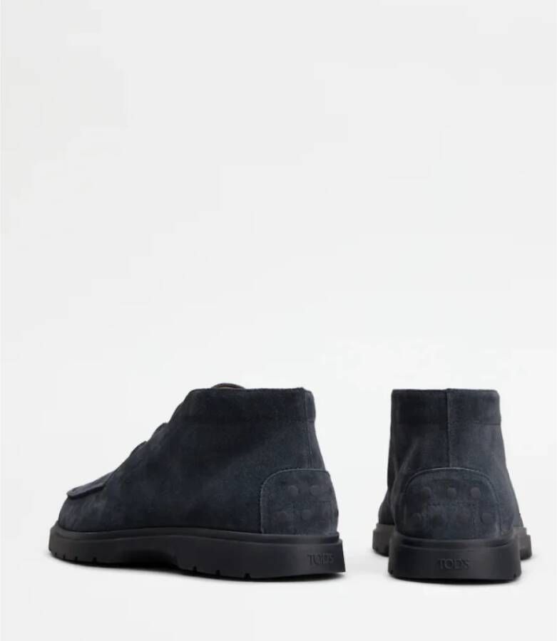 Tod's Blauwe Suède Enkellaarzen met Koord