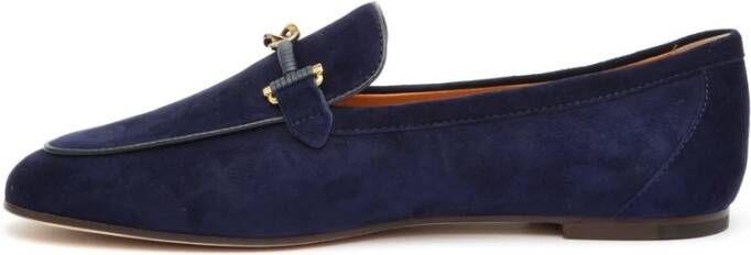 TOD'S Blauwe Suède Loafer Leren Zool Blue Dames