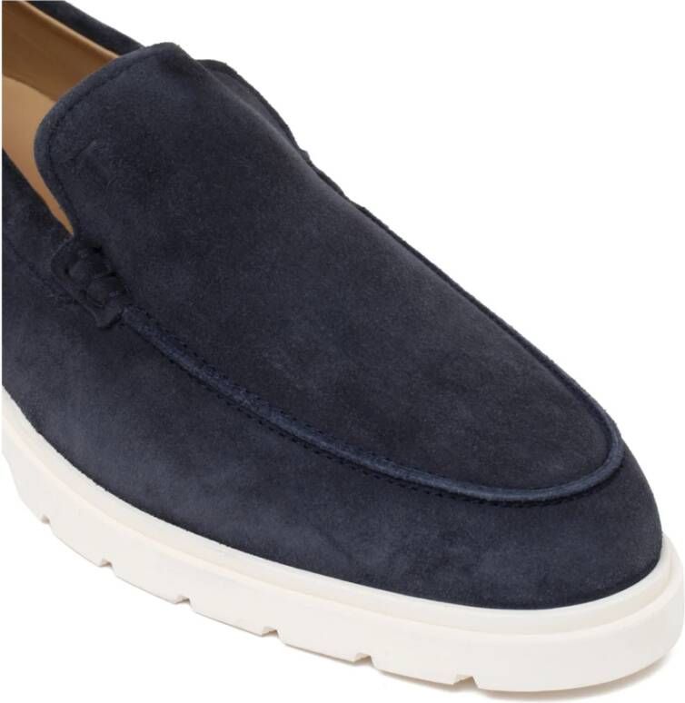 Tod's Blauwe Suède Loafer met Monogram
