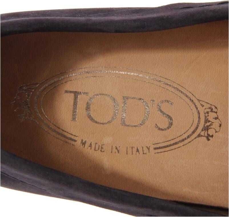 Tod's Blauwe Suède Loafer Schoen Metalen Klem