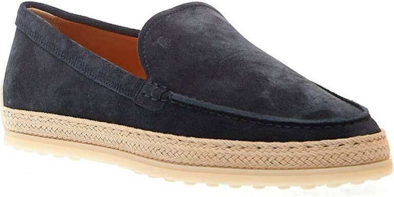 TOD'S Blauwe Suède Loafers met Touw Blue Dames