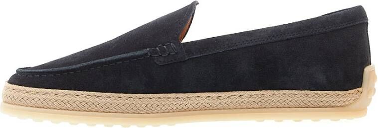 TOD'S Blauwe Suède Loafers met Touw Blue Dames