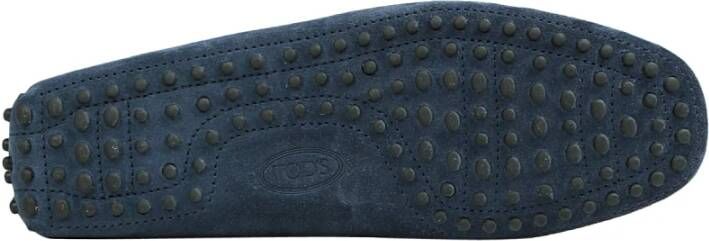 Tod's Blauwe Suède Platte Schoenen met Rubberen Studs