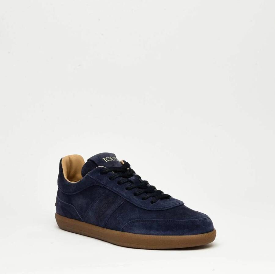 TOD'S Blauwe Suède Sneakers Blue Heren