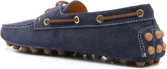 TOD'S Blauwe Veterschoenen met Platte Zool Blue Dames