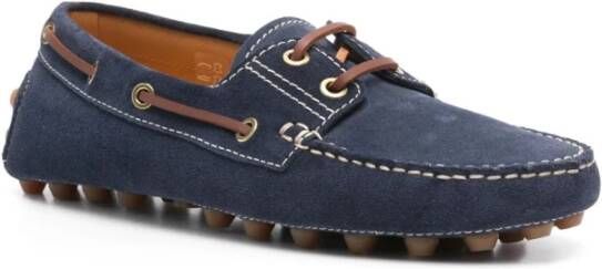 TOD'S Blauwe Veterschoenen met Platte Zool Blue Dames