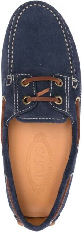 TOD'S Blauwe Veterschoenen met Platte Zool Blue Dames