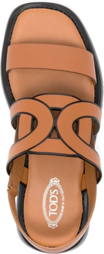 Tod's Bruin Leren Cut-out Ketting Sandalen
