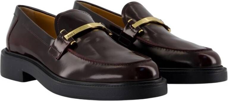 Tod's Bruin leren loafers Slip-On Ronde Neus