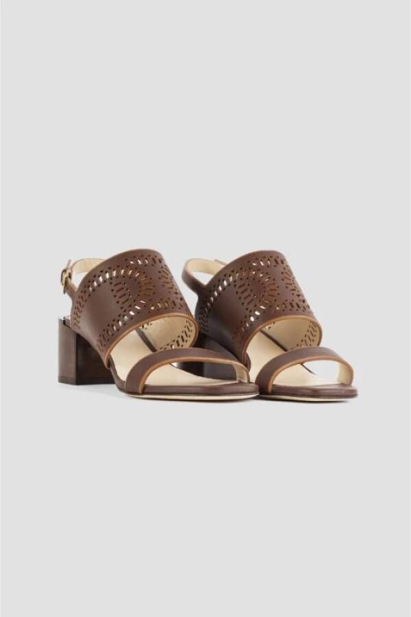 TOD'S Bruin leren sandalen met hak Brown Dames