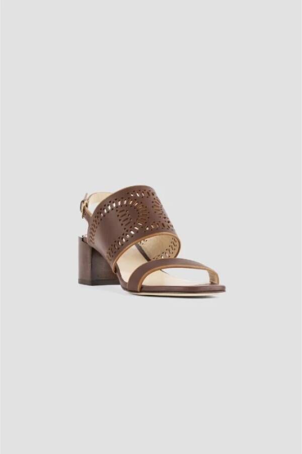 TOD'S Bruin leren sandalen met hak Brown Dames