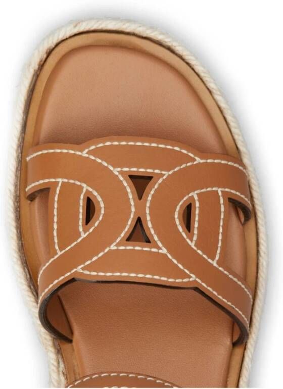 TOD'S Bruin leren sandalen met lagen Brown Dames