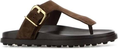Tod's Bruin Suède Teenslipper Sandalen Slippers