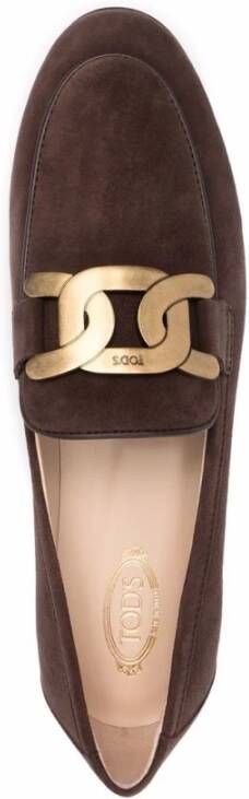 TOD'S Bruine Chain-Plaque Loafers Brown Dames