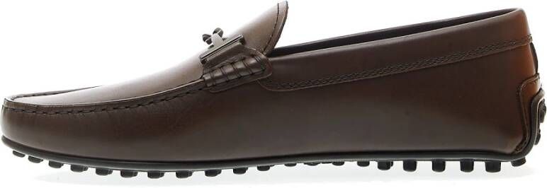 TOD'S Bruine Leren City Gommino met Gesp Brown Heren