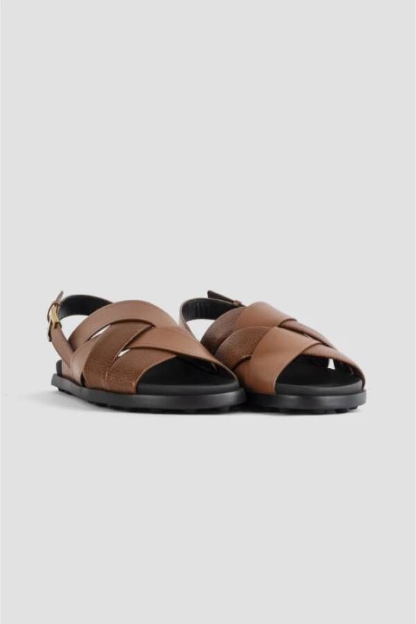 TOD'S Bruine leren gekruiste band sandalen Brown Dames