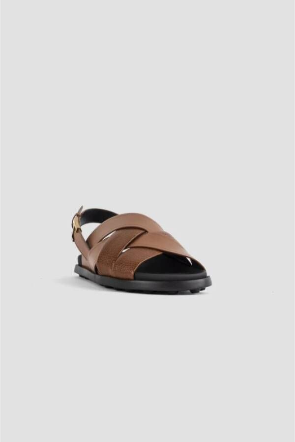 TOD'S Bruine leren gekruiste band sandalen Brown Dames