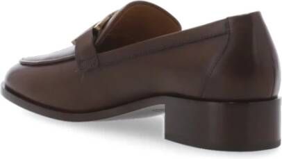 TOD'S Bruine leren loafers met metalen kettingdetail Brown Dames