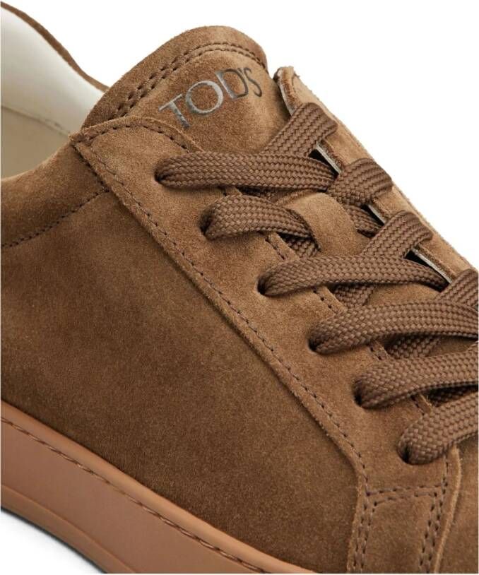 Tod's Bruine Suède Bovenkant Logo Sneakers
