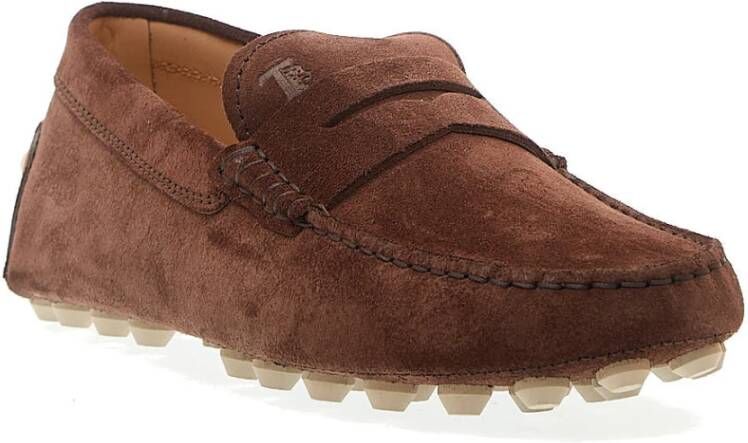 TOD'S Bruine Suède Bubble Loafer Brown Heren