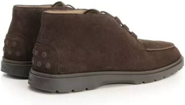 Tod's Bruine Suède Enkellaarzen met Elastische Veters