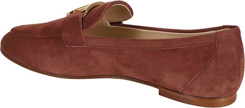 Tod's Bruine Suède Loafers met Gouden Detail