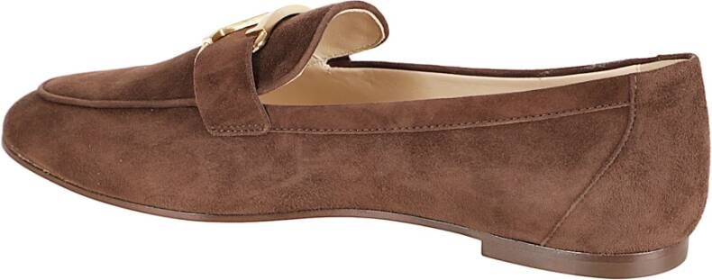 Tod's Bruine Suède Loafers met Gouden Detail