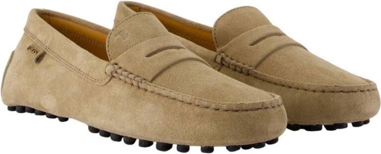Tod's Bruine Suède Loafers Slip-On Ronde Neus