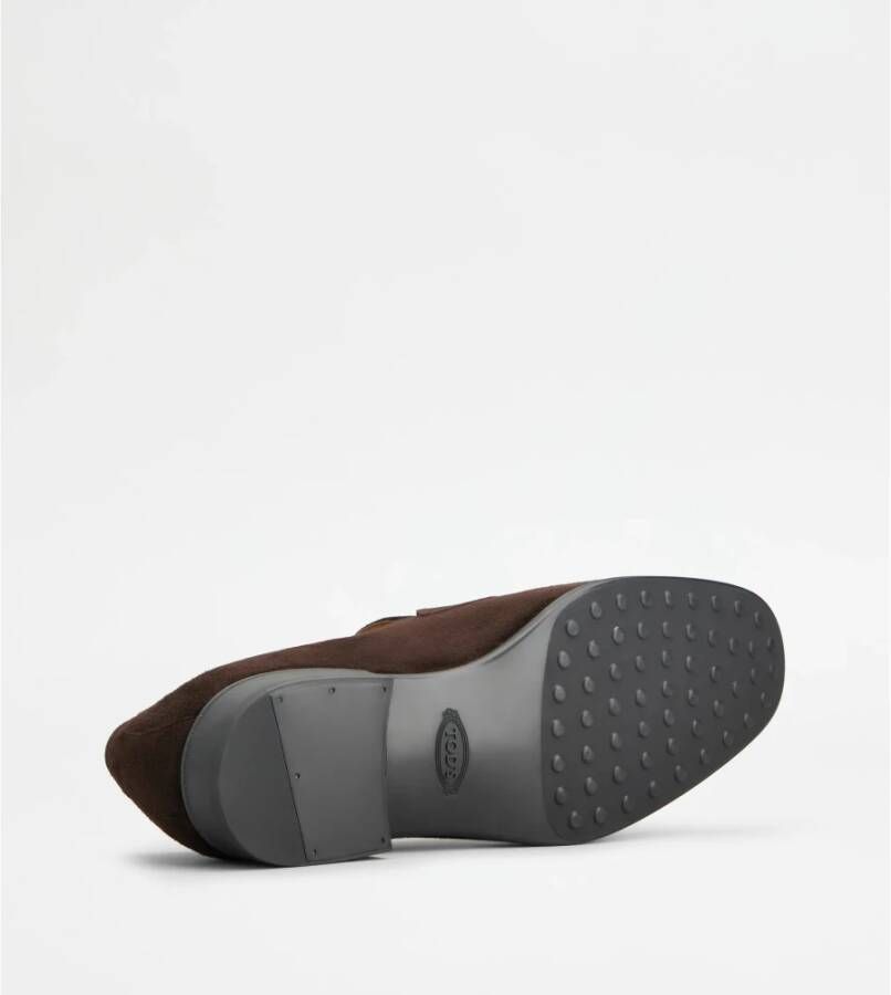 TOD'S Bruine Suède Mocassin Platte Schoenen Brown Heren