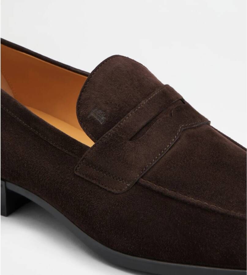 TOD'S Bruine Suède Mocassin Platte Schoenen Brown Heren