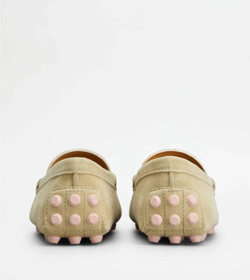 Tod's Bubble Gommino Suède Loafers Beige Roze