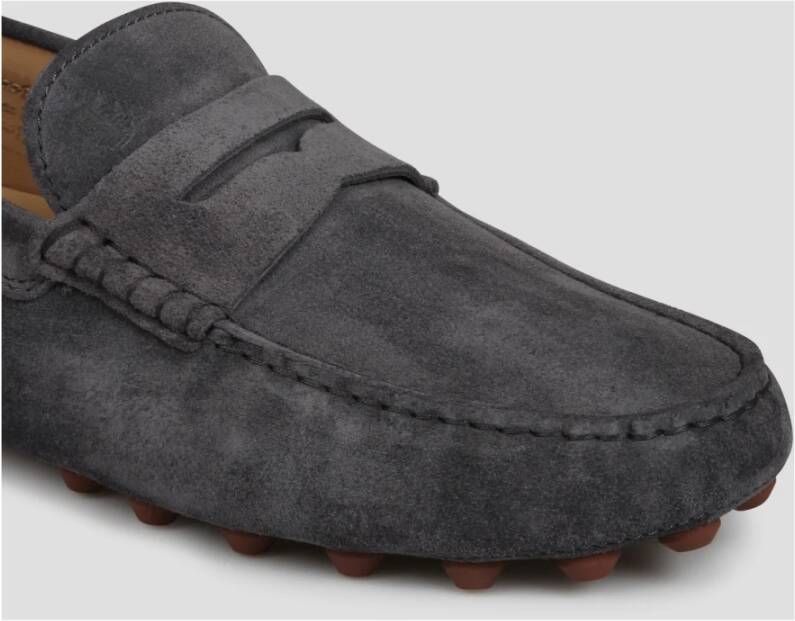 TOD'S Bubble Suede Driving Loafers Gray Heren