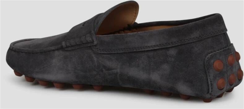 TOD'S Bubble Suede Driving Loafers Gray Heren