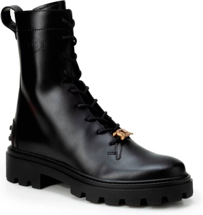 TOD'S Zwarte Pinafore Metal Laarzen Zwart Dames